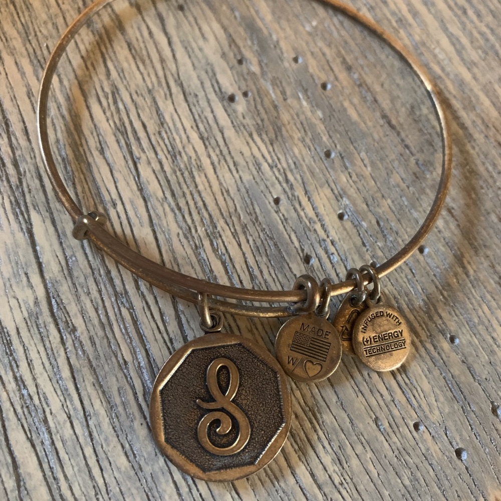 Alex and Ani charm bangle with an “S”